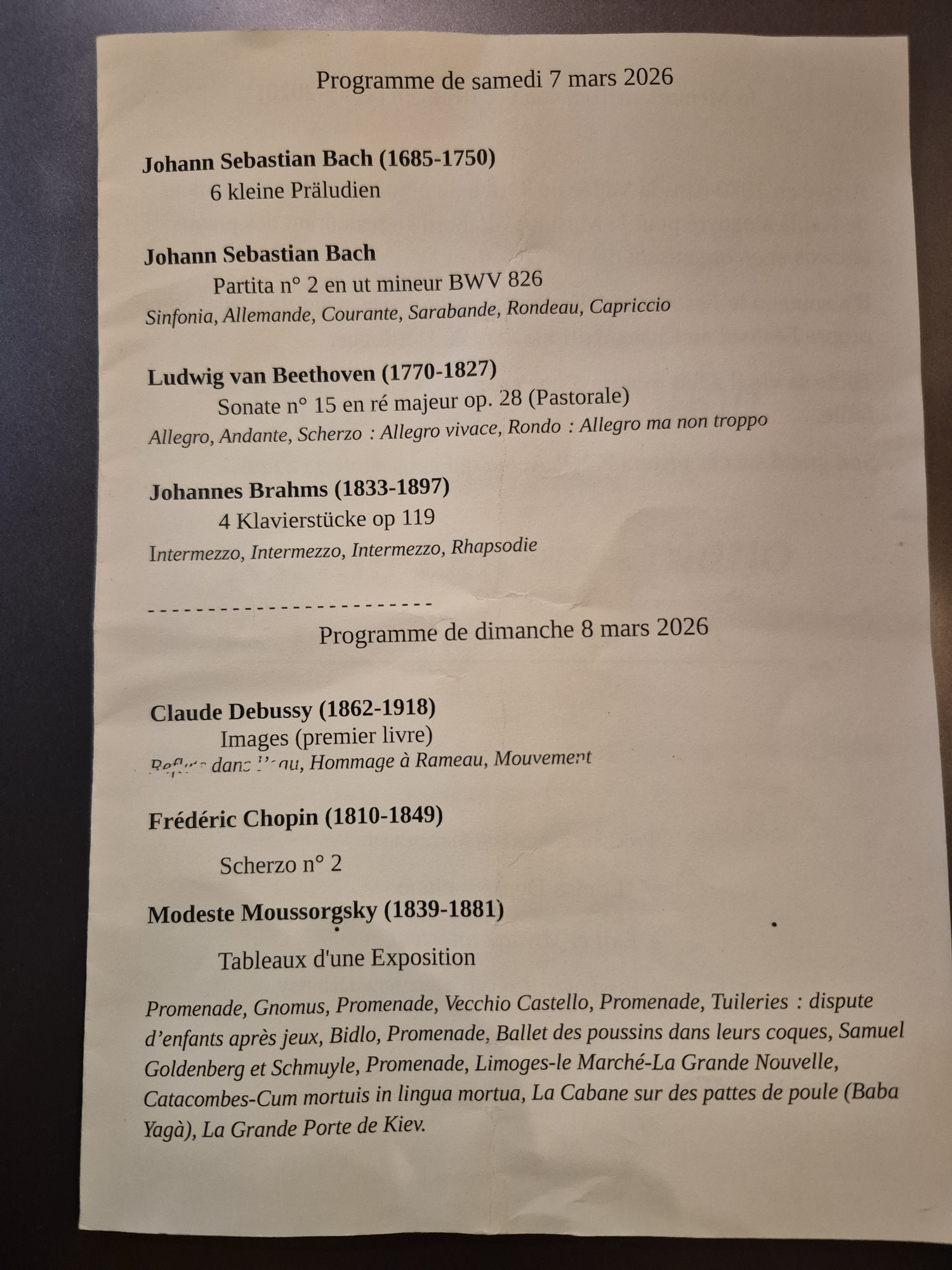 Debussy, Chopin, Moussorgsky